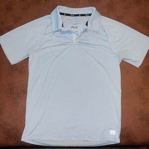 FLX Urban Commuter Polo Shirt Mens Small Light Blue Short Sleeve Snap Button